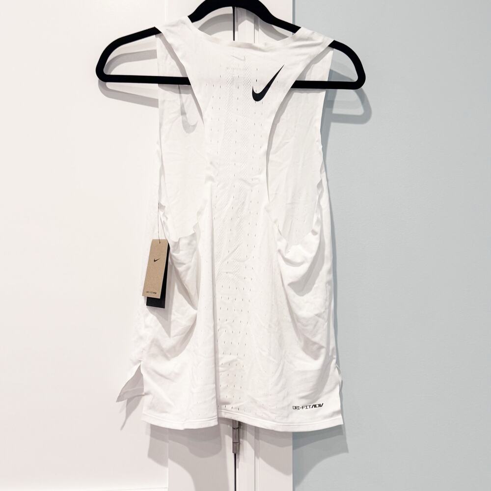 Nike Men's White Aeroswift Running Singlet Dri Fit Cj7835-100 Size M NWT - Picture 8 of 16